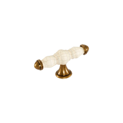 Momo Trianon T Knob 90mm in Cream Crackle & Antique Brass