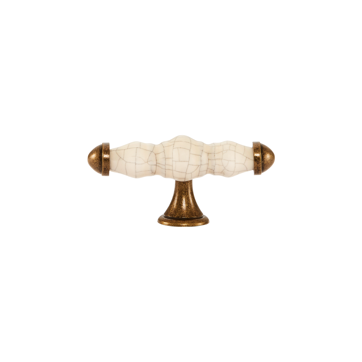 Momo Trianon T Knob 90mm in Cream Crackle & Antique Brass - view 2