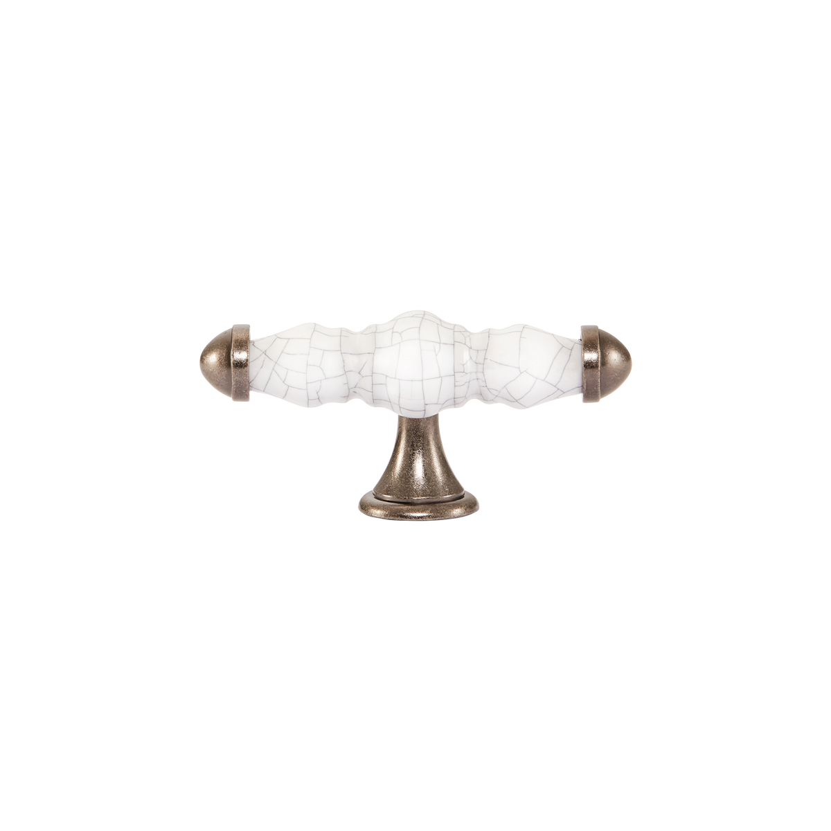 Momo Trianon T Knob 90mm in White Crackle & Pewter - view 2