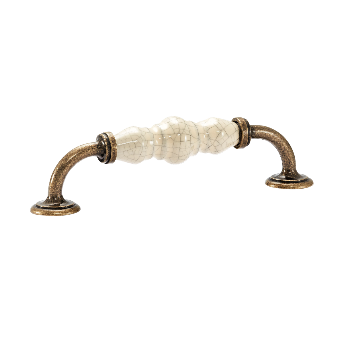 Momo Trianon D Handle 128mm in Cream Crackle & Antique Brass
