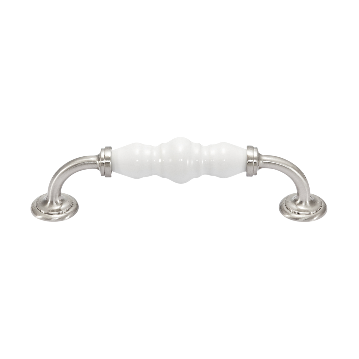 Momo Trianon D Handle 128mm in White & Brushed Nickel - view 2