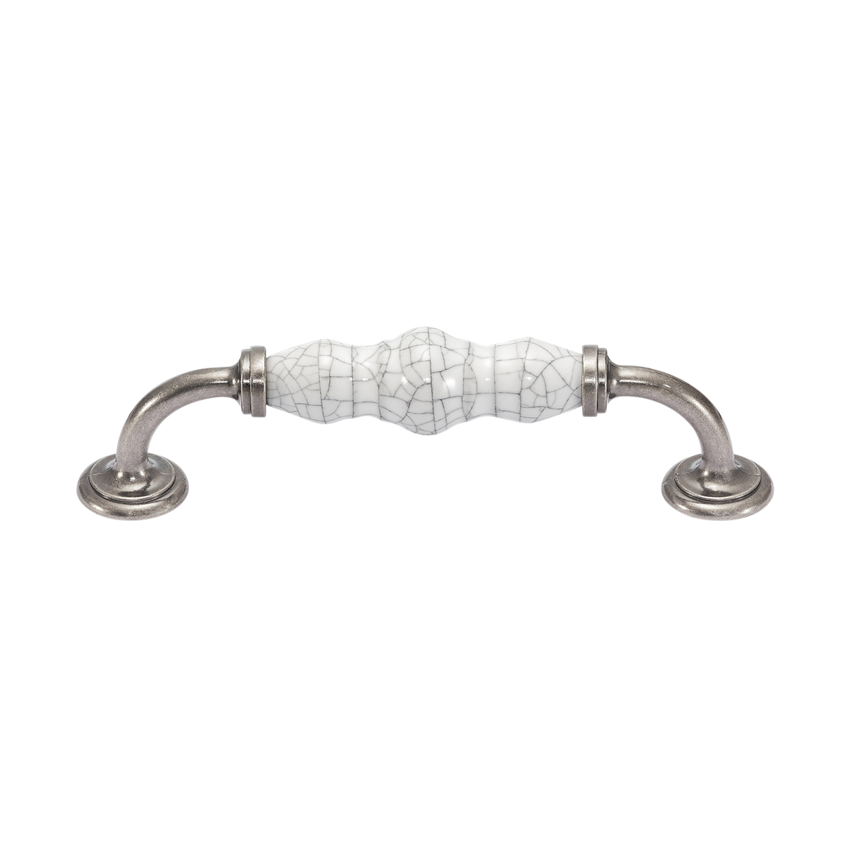 Momo Trianon D Handle 128mm in White Crackle & Pewter - view 2