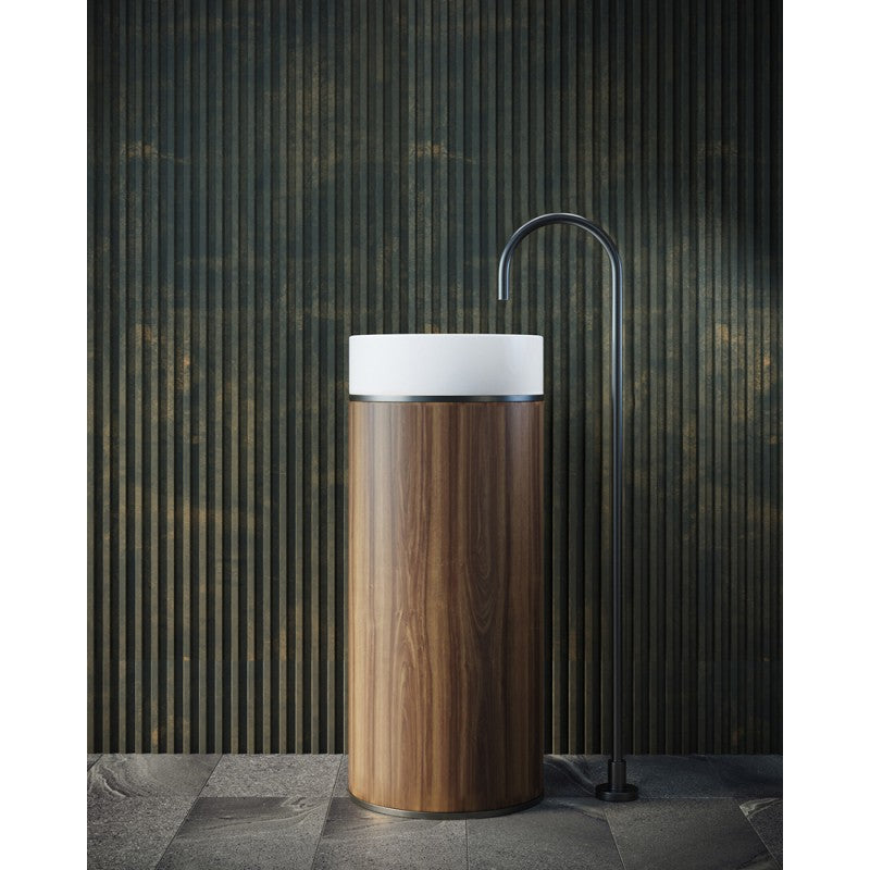 BelBagno Tesoro Brushed Gunmetal Pedestal Basin