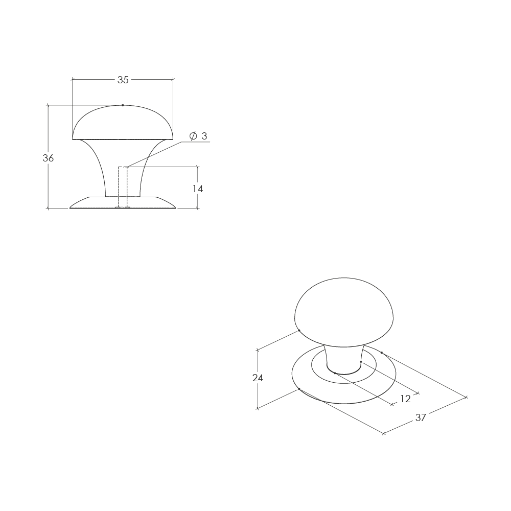 Momo Trafalgar Round Knob - Line Drawing