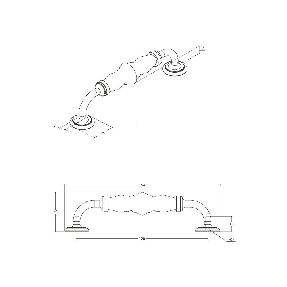 Momo Trianon D Handle - Line Drawing