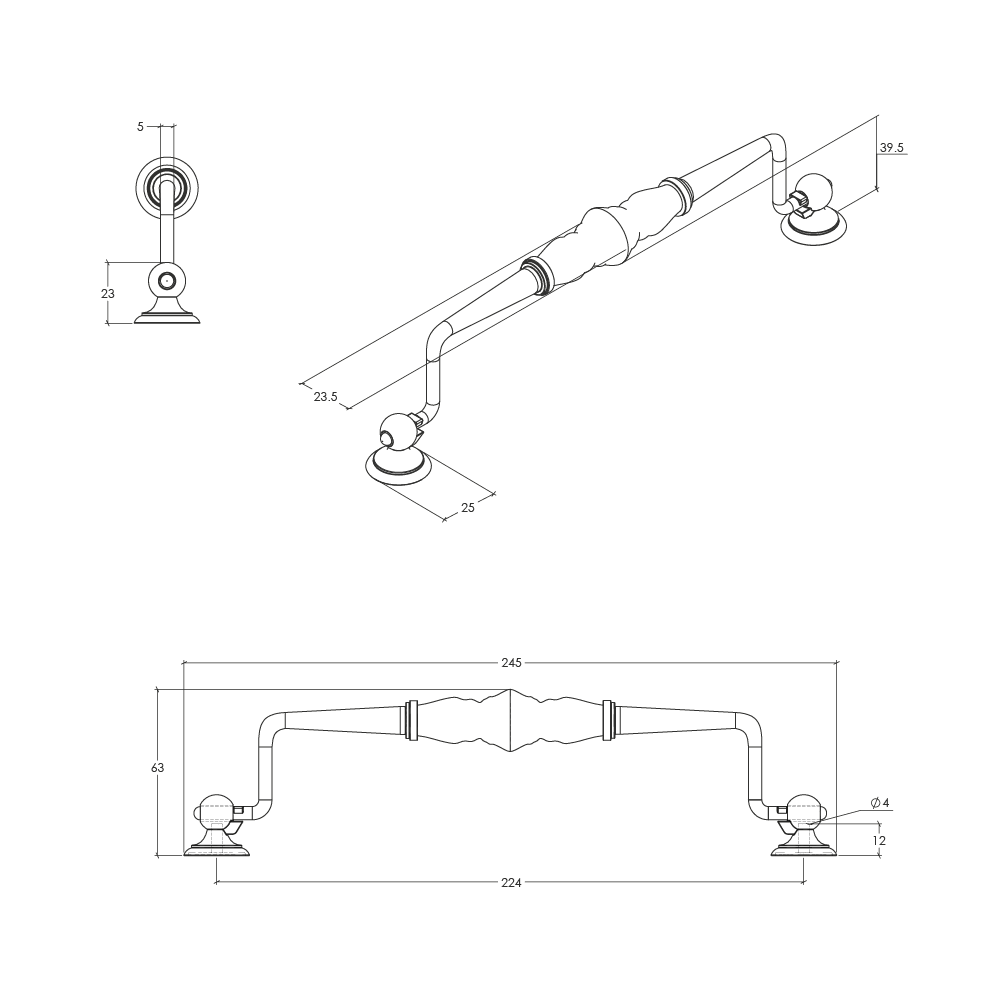 Momo Trianon Swivel Bail - Line Drawing