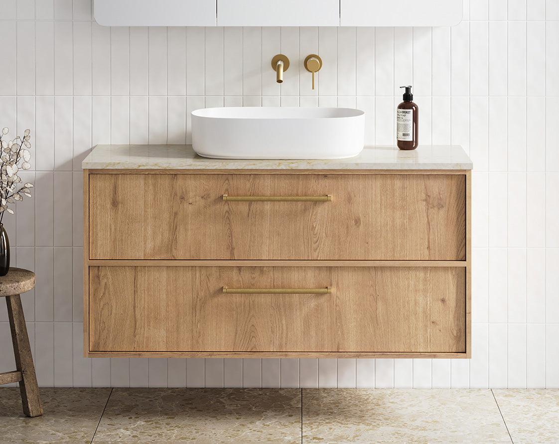 Timberline Taro wall hung vanity in woodgrain