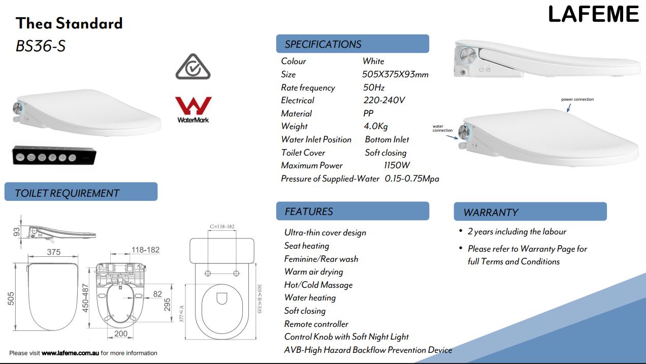 Lafeme Thea Standard Bidet Seat