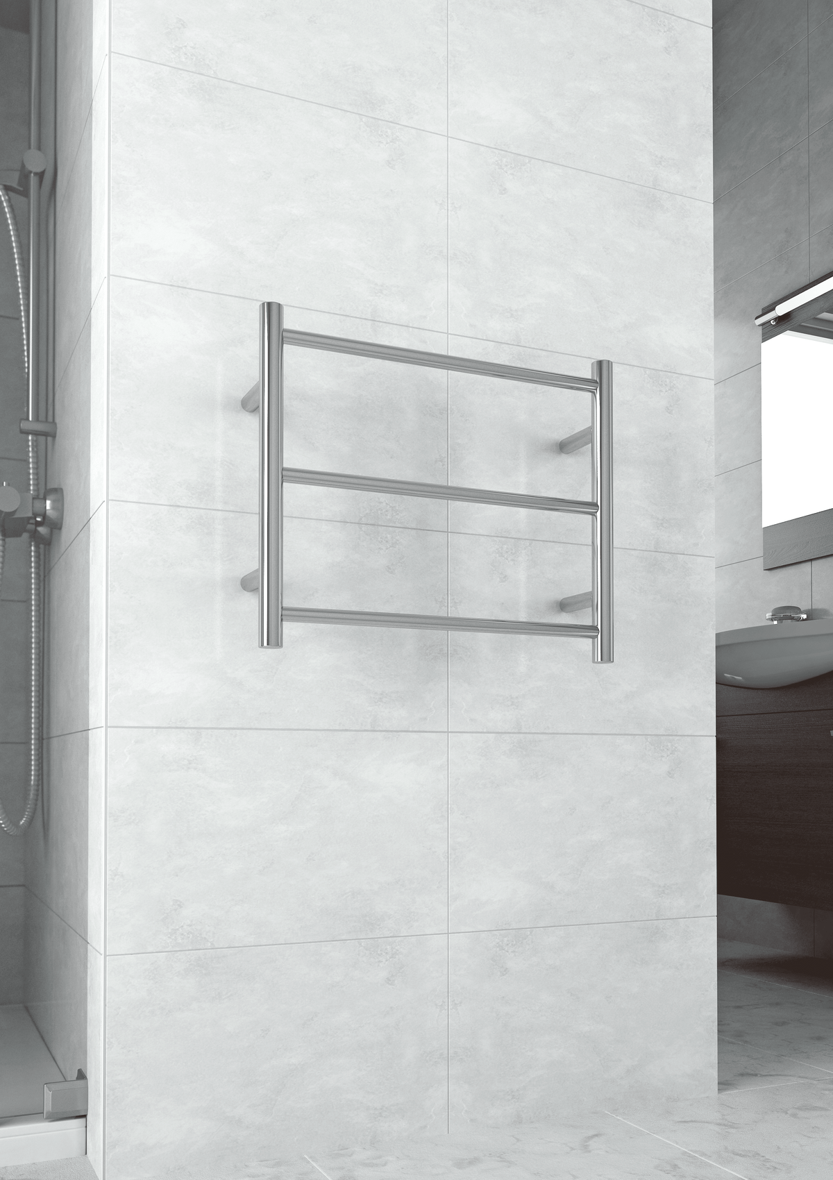 Thermogroup Thermorail 240V Straight Round Budget Heated Towel Rail Polished Stainless Steel