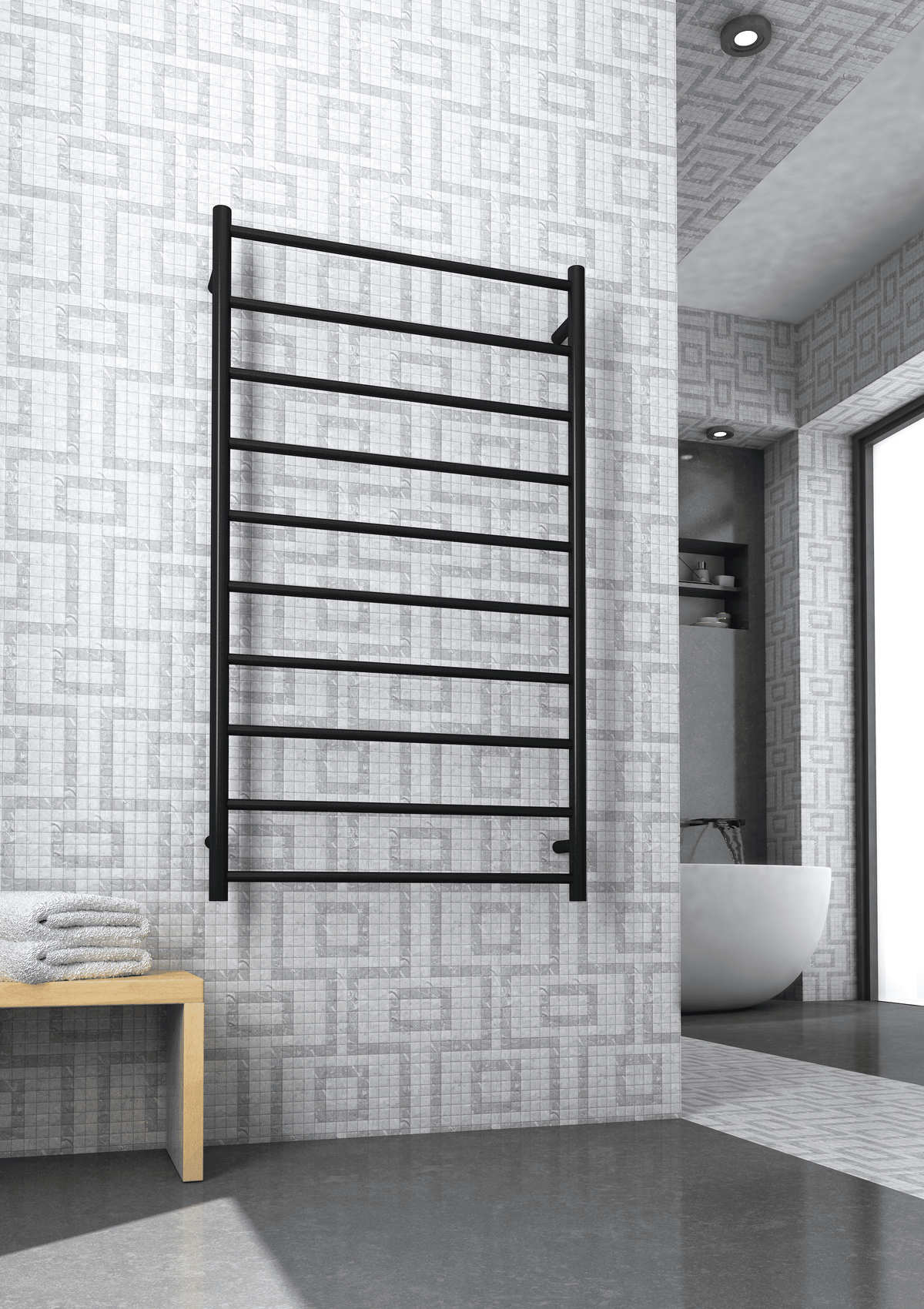 Thermogroup Thermorail 240V Straight Round Heated Ladder Rail Matt Black