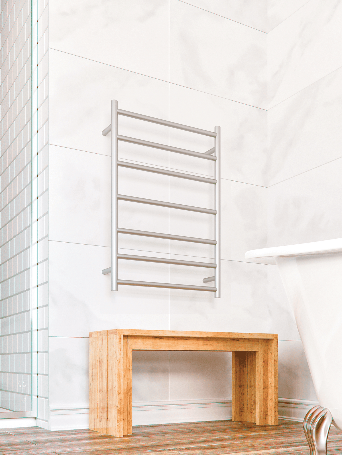 Thermogroup Thermorail 240V Straight Round Ladder Heated Towel Rail Polished Stainless Steel