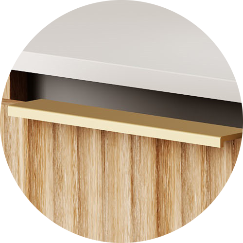 V-Groove Walnut Oak Curved Wall Hung Vanity