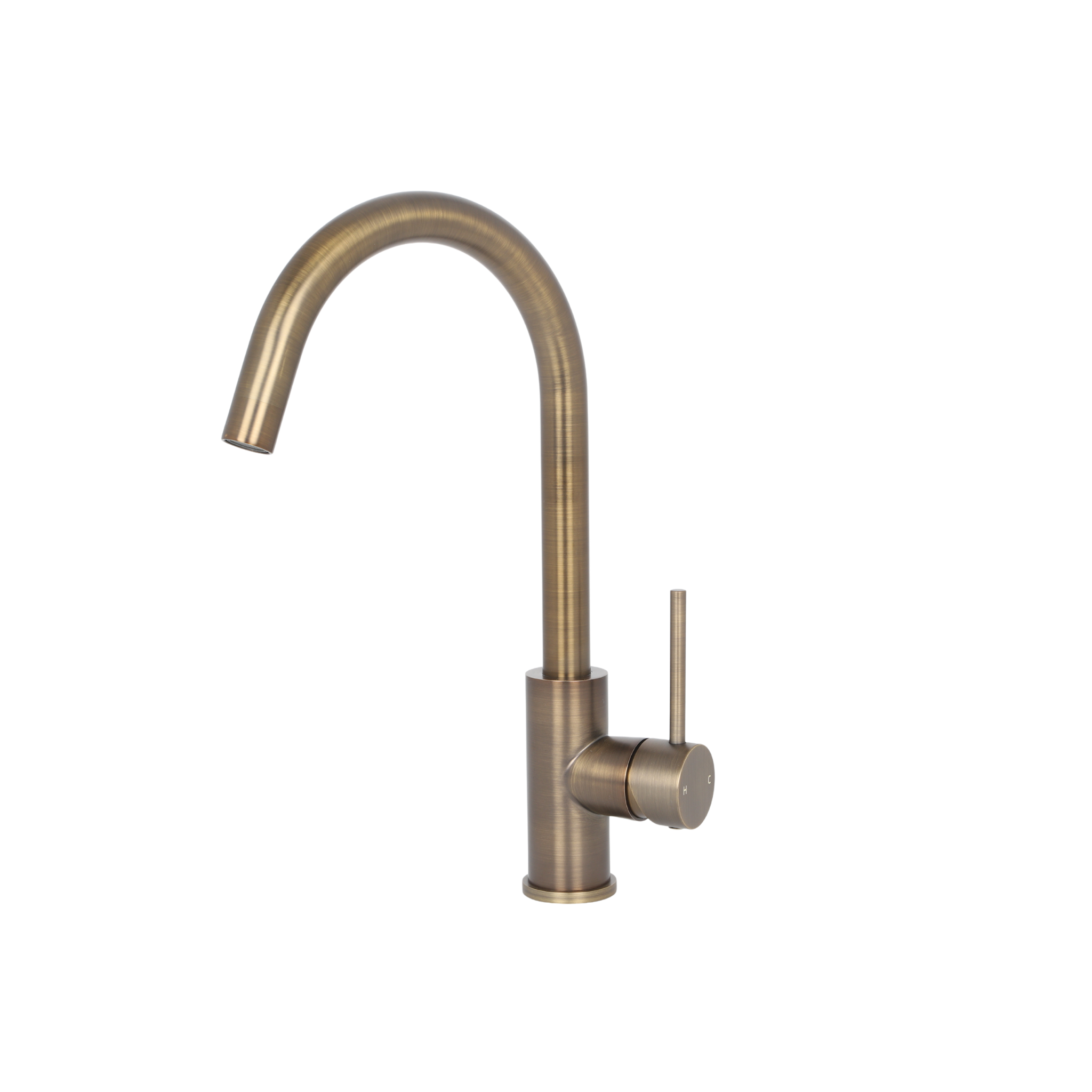 Mimi Single Lever Gooseneck Kitchen Mixer Antique Brass