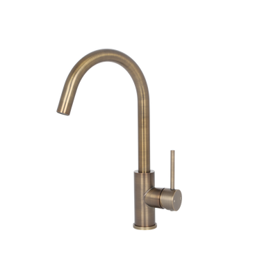 Mimi Single Lever Gooseneck Kitchen Mixer Antique Brass