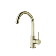 Mimi Single Lever Gooseneck Kitchen Mixer Brushed Brass