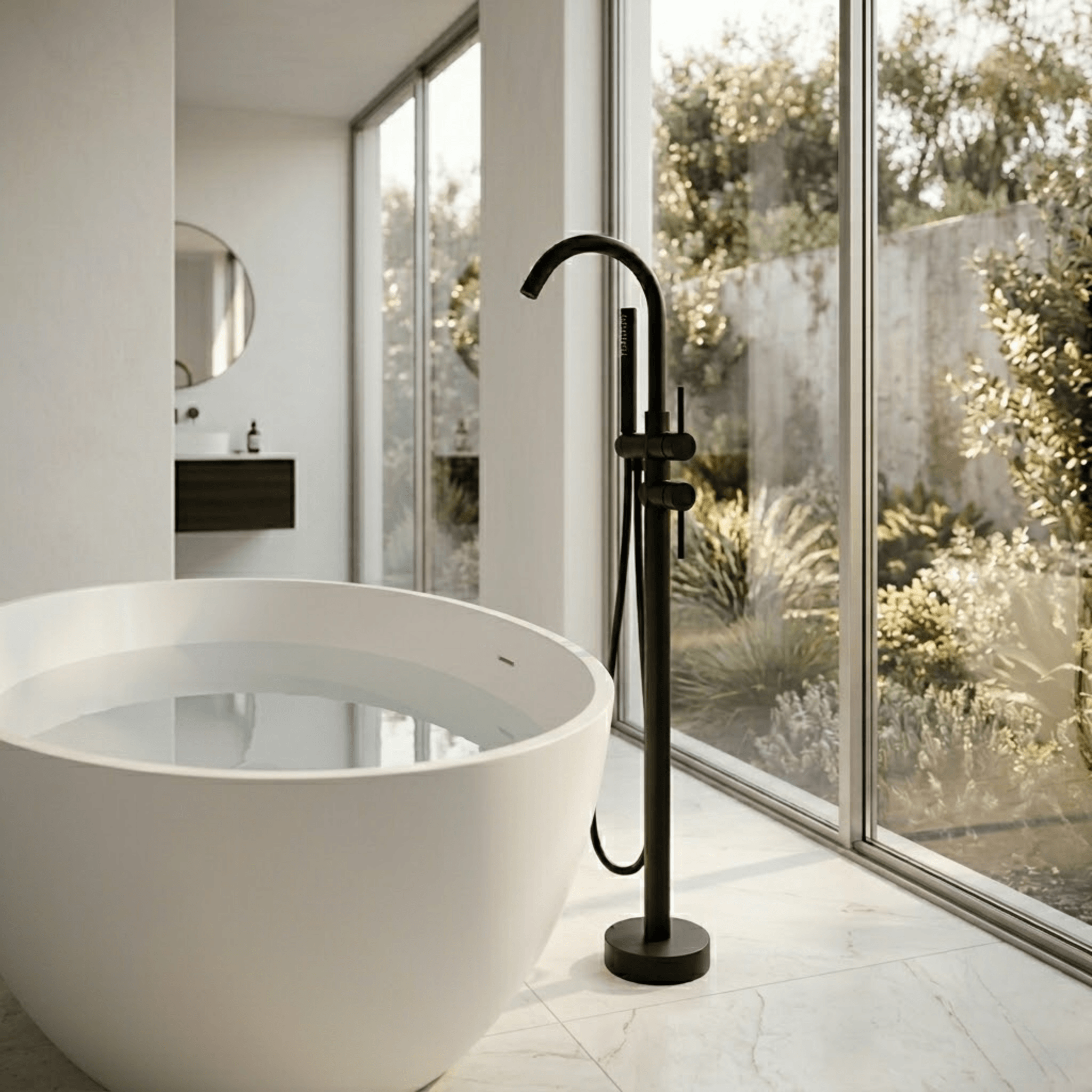 Mimi Cove Freestanding Bath Filler & Handshower Matte Black