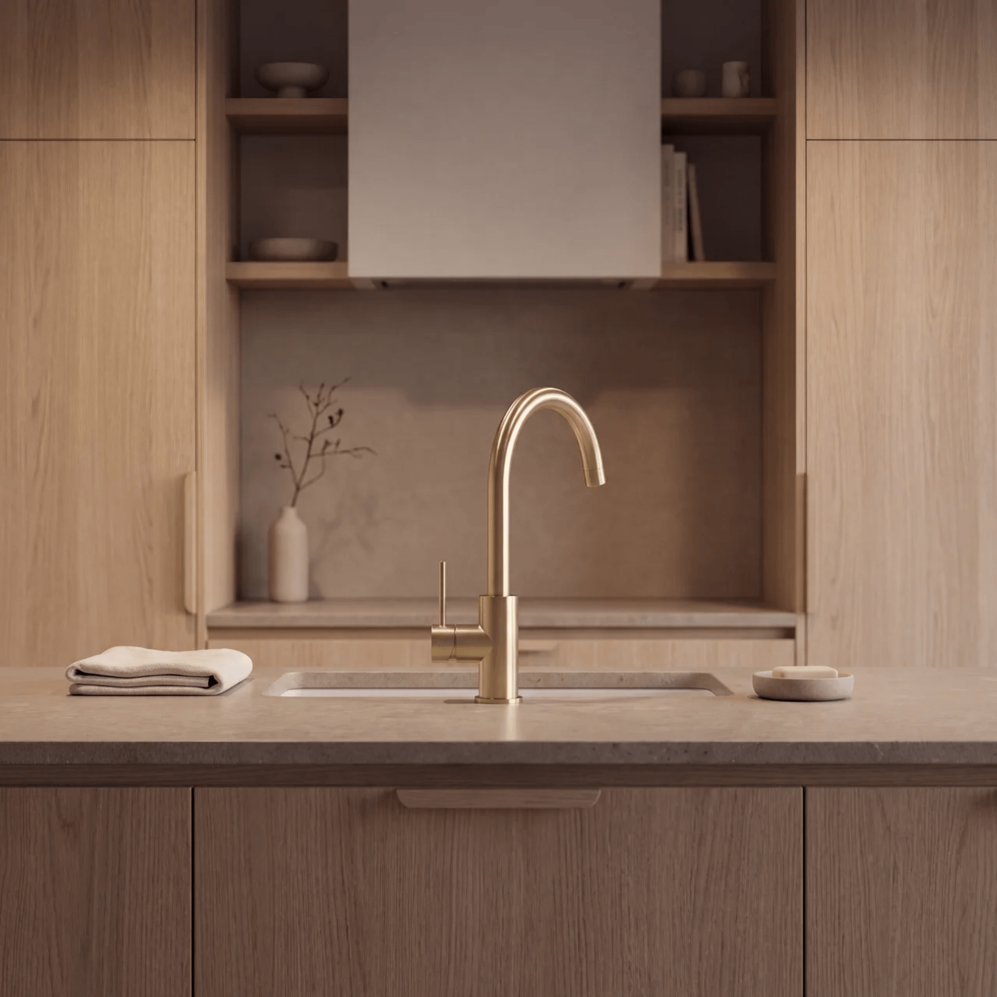 Mimi Cove Gooseneck Kitchen Mixer Brushed Brass