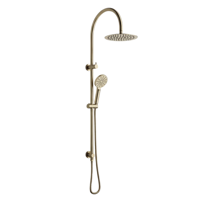 Mimi Cove Twin Gooseneck Rail Shower Brushed Brass