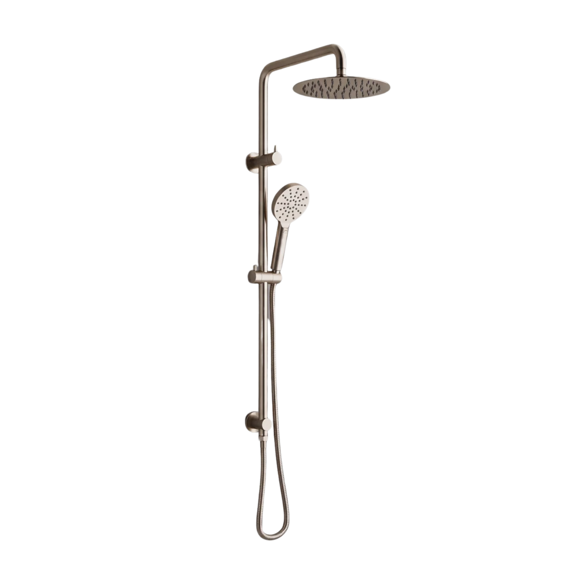 Mimi Cove Twin Rail Shower Warm Brushed Nickel