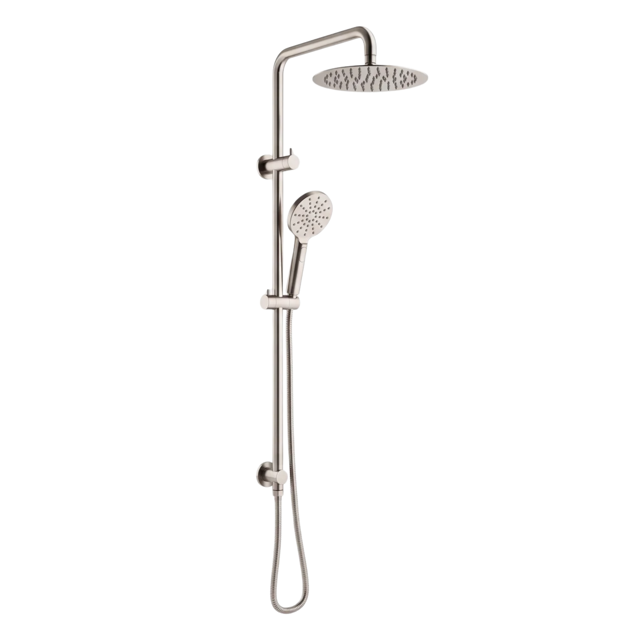 Mimi Cove Twin Rail Shower Warm Brushed Nickel