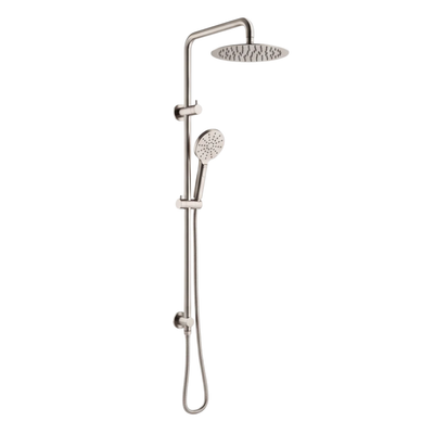 Mimi Cove Twin Rail Shower Warm Brushed Nickel