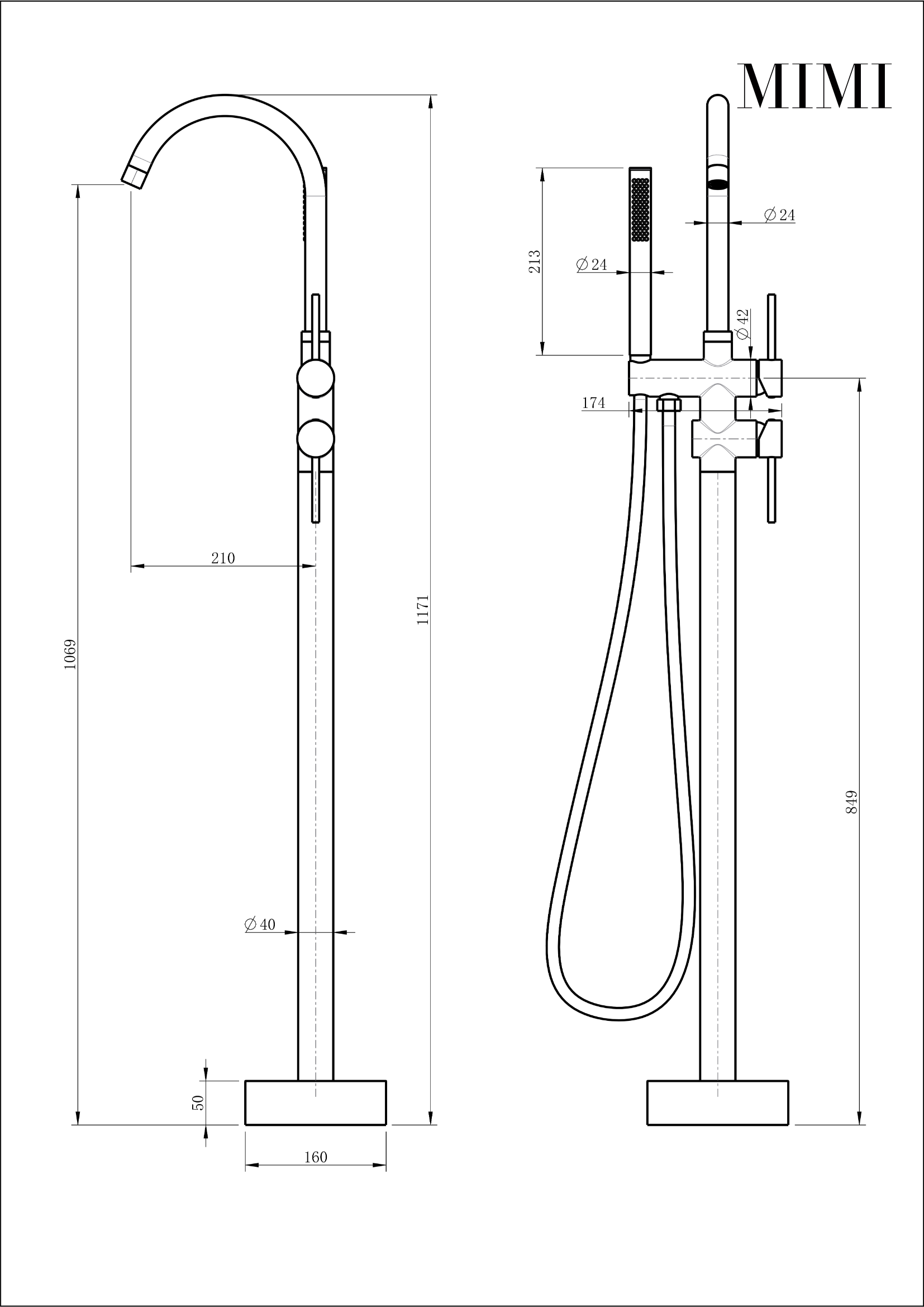 Mimi Cove Freestanding Bath Filler & Handshower Chrome