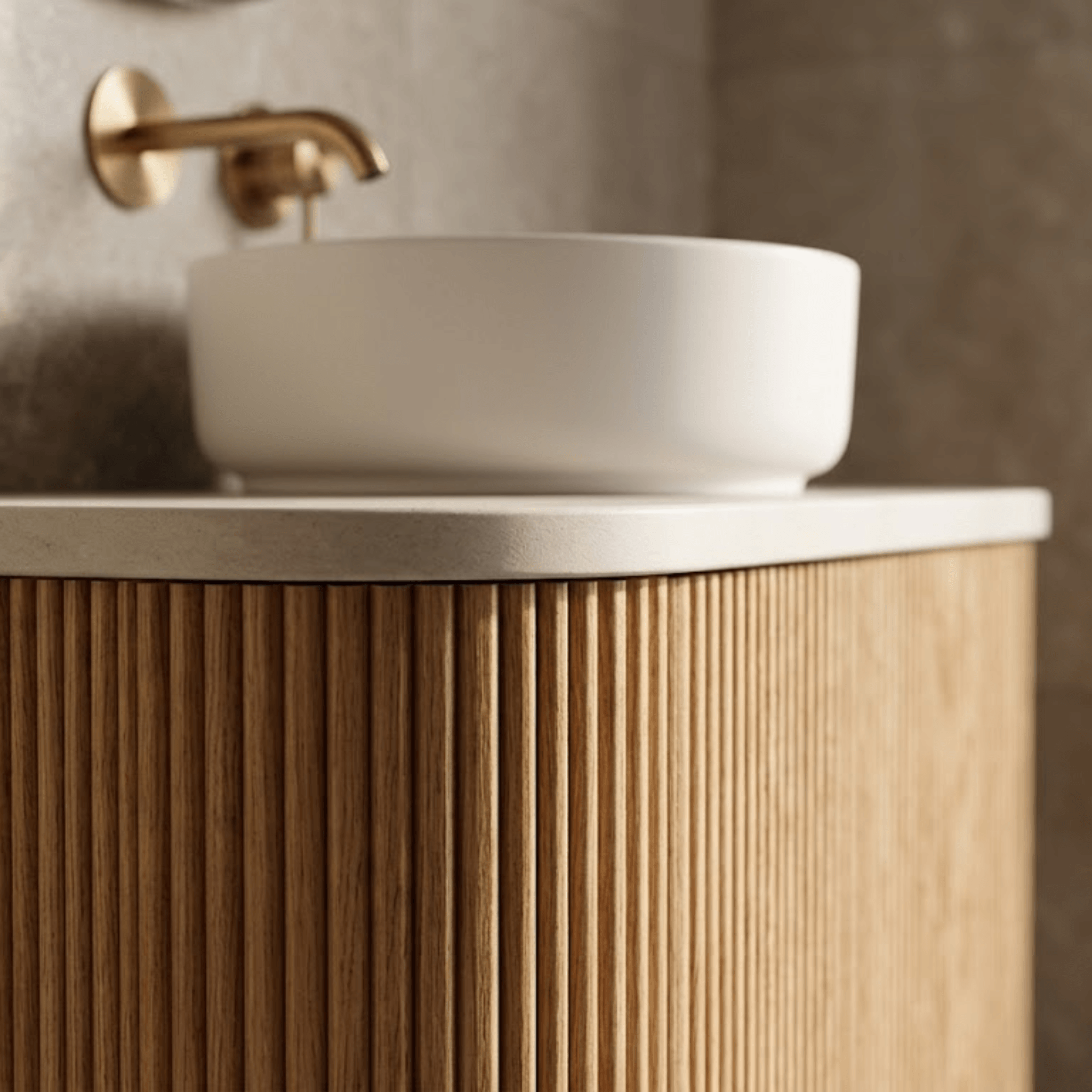 Mimi Oak Contour Curved Wall Hung Vanity