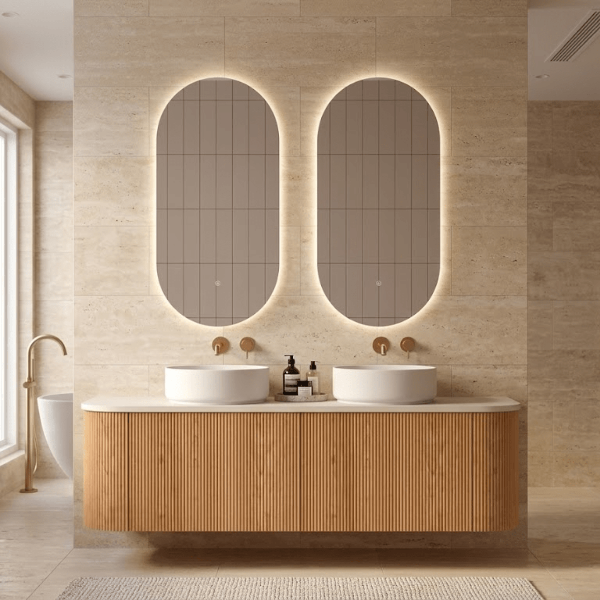 Mimi Oak Contour Curved Wall Hung Vanity