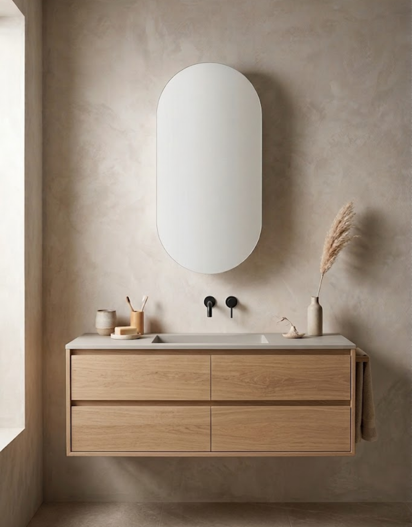 Mimi Pill Oval Shaving Cabinet Satin White