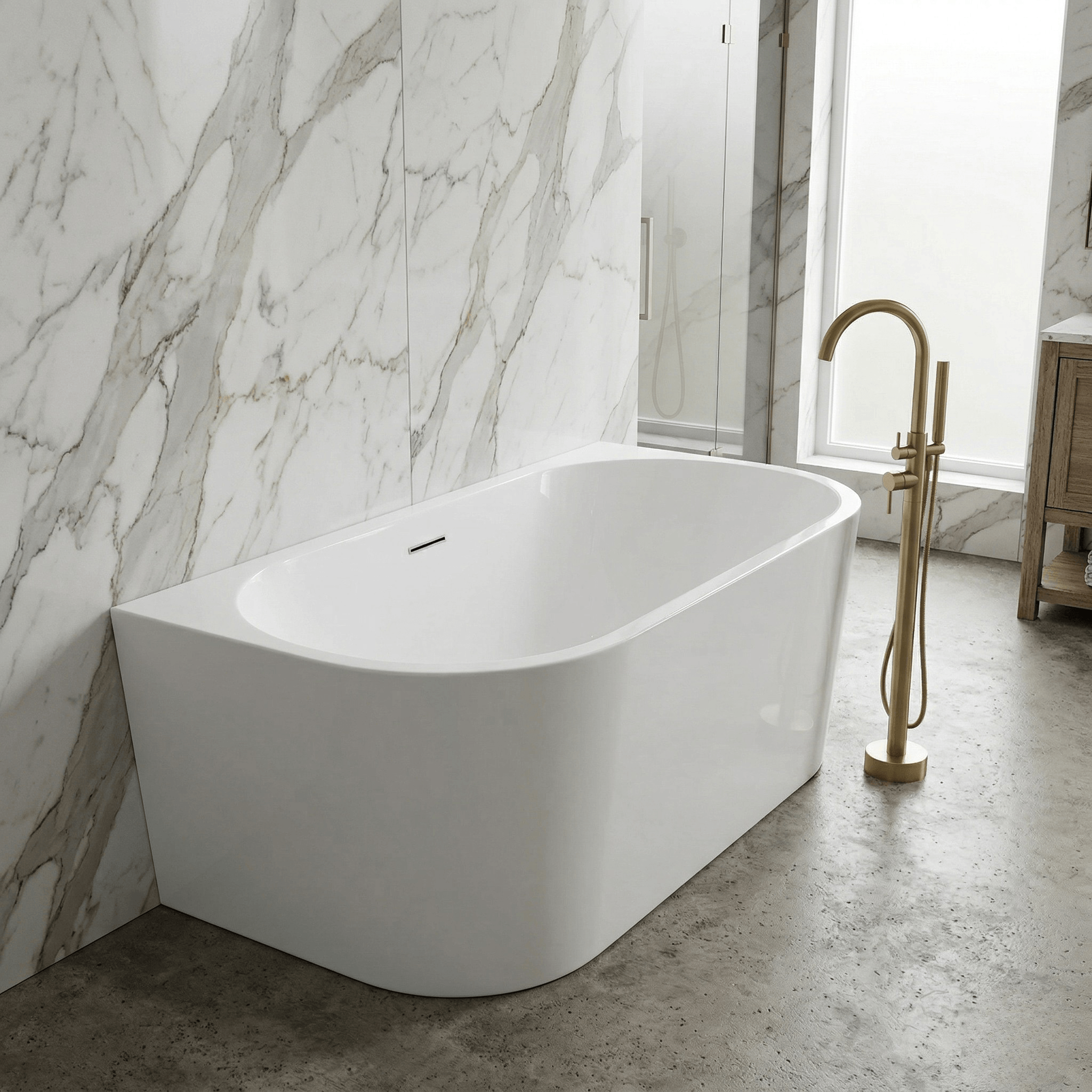 Mimi 1500mm Back To Wall Bath Gloss White