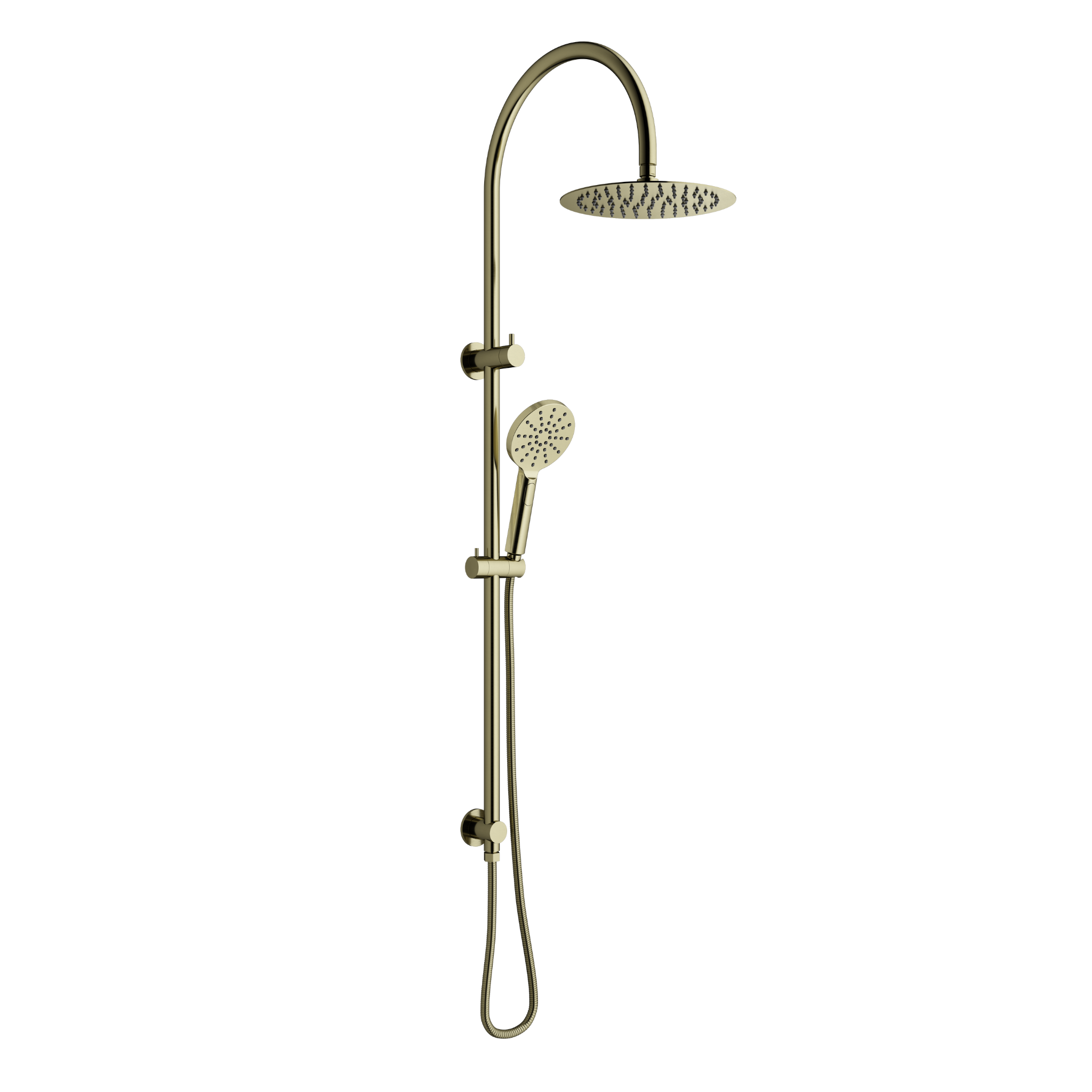 Mimi Twin Gooseneck Rail Shower 250mm Brushed Brass