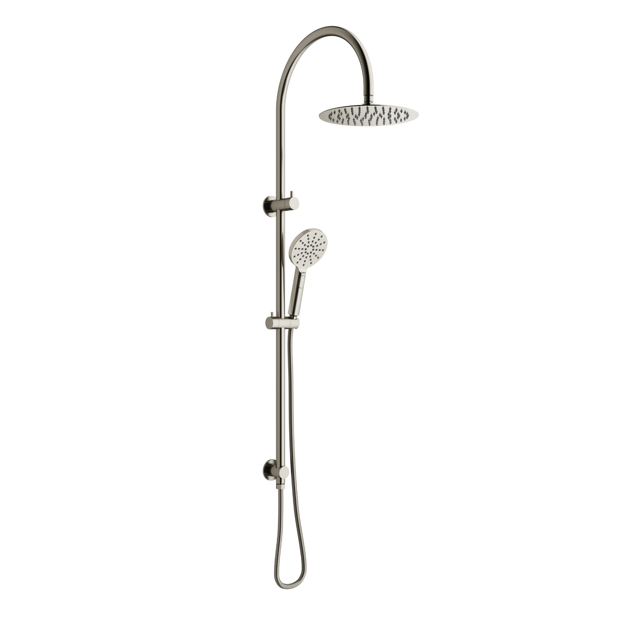 Mimi Twin Gooseneck Rail Shower 250mm Brushed Nickel