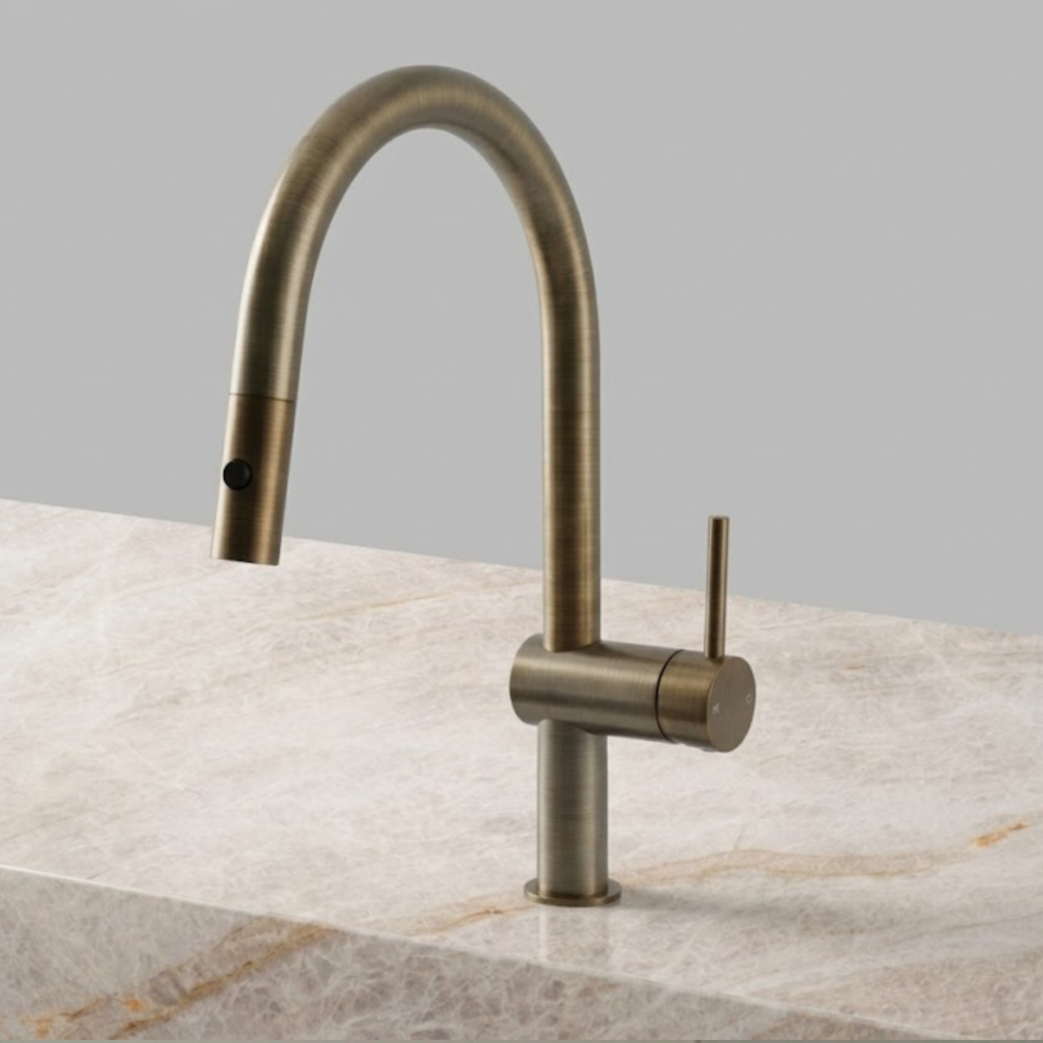 Mimi Cove Pull Out Kitchen Mixer Antique Brass