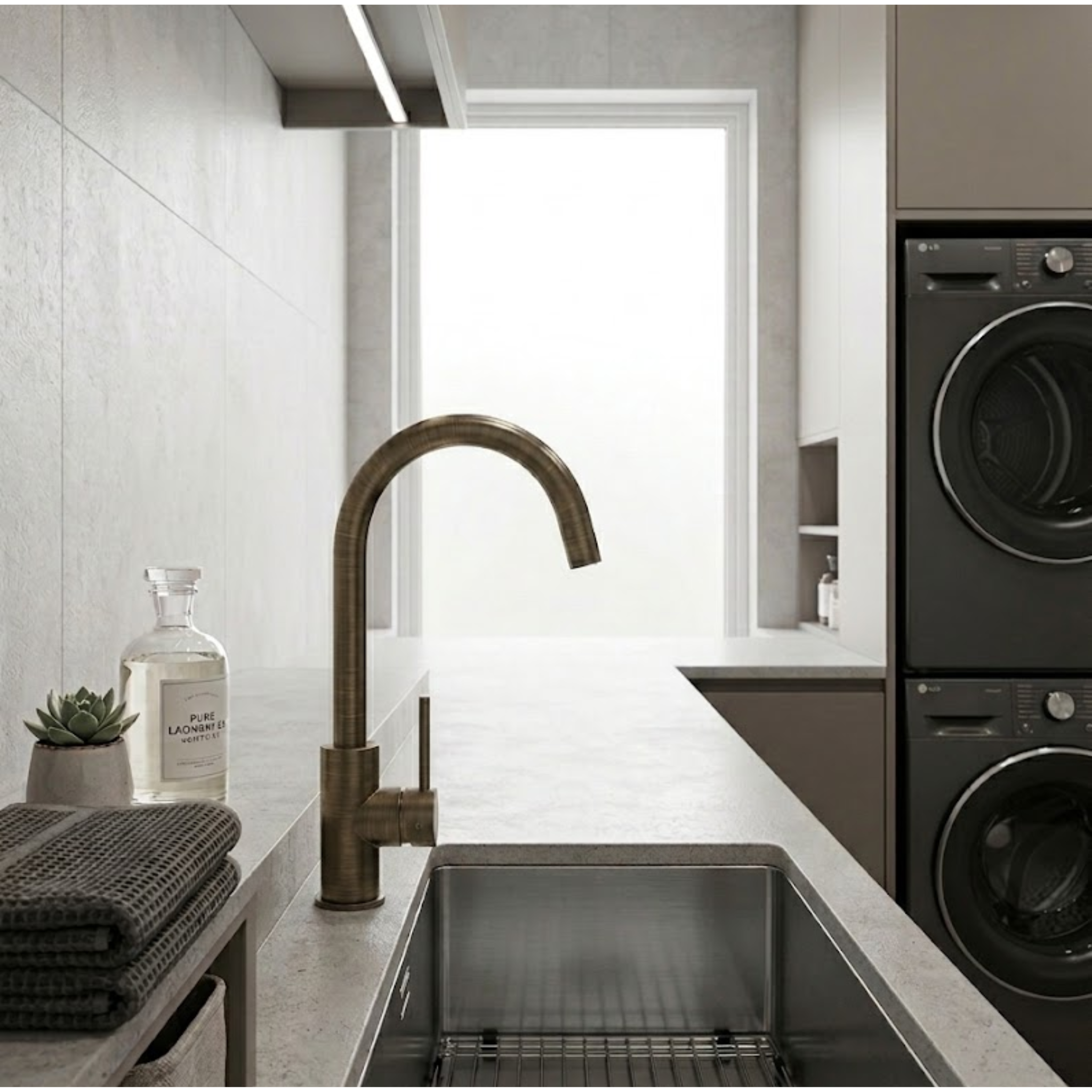 Mimi Cove Gooseneck Kitchen Mixer Antique Brass