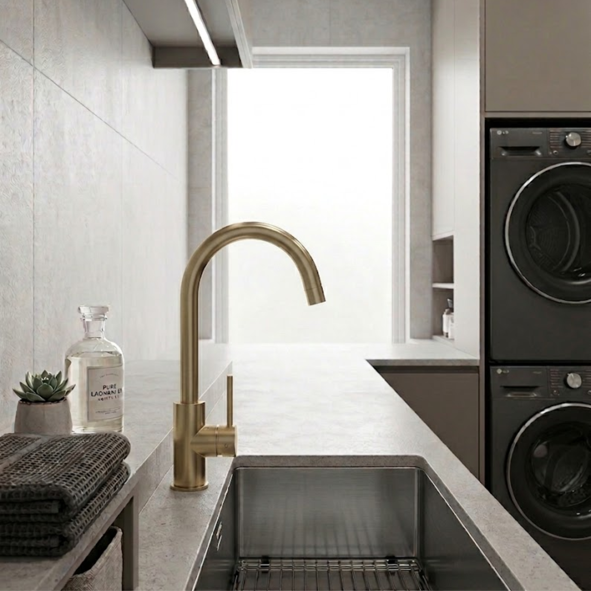 Mimi Cove Gooseneck Kitchen Mixer Brushed Brass