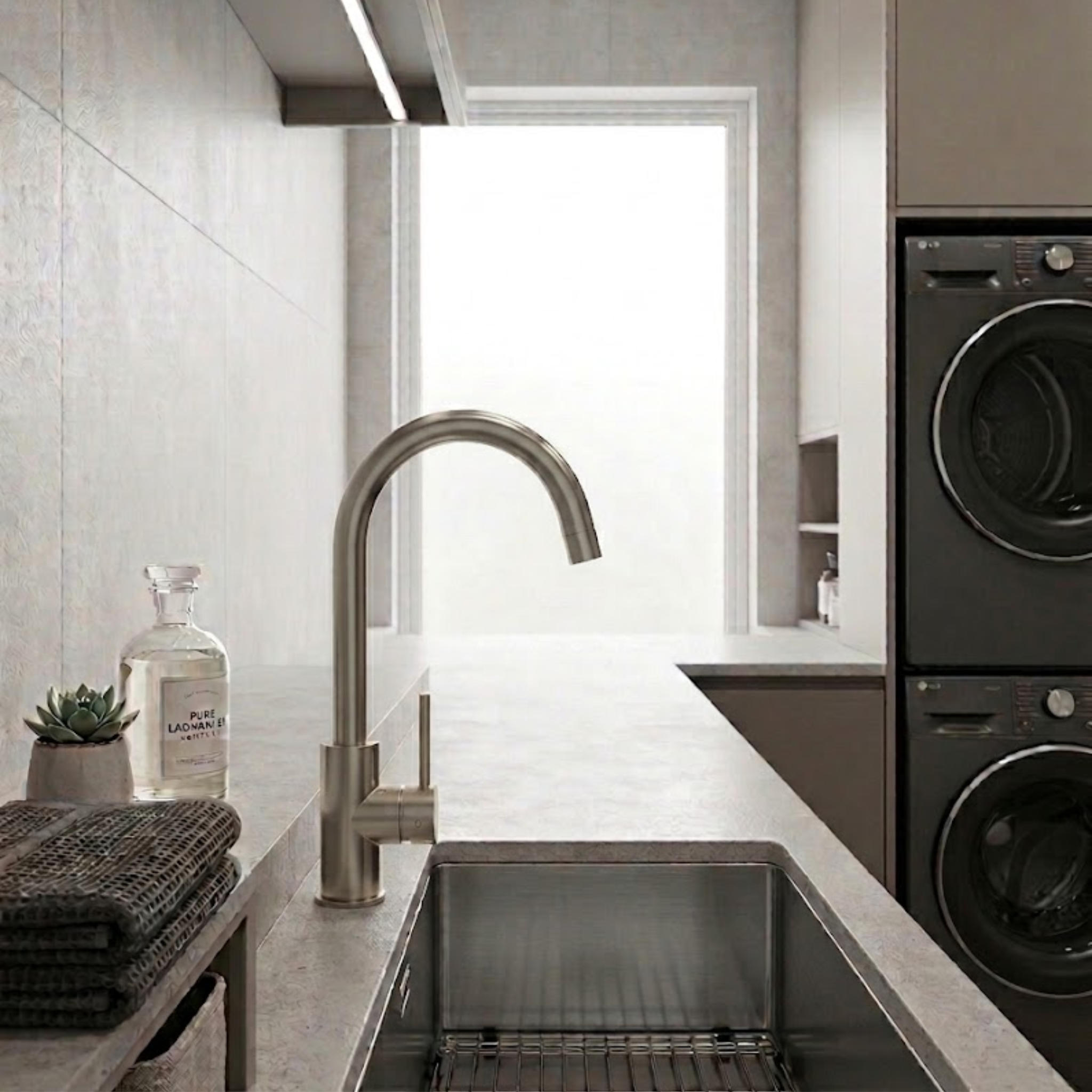 Mimi Single Lever Gooseneck Kitchen Mixer Brushed Nickel