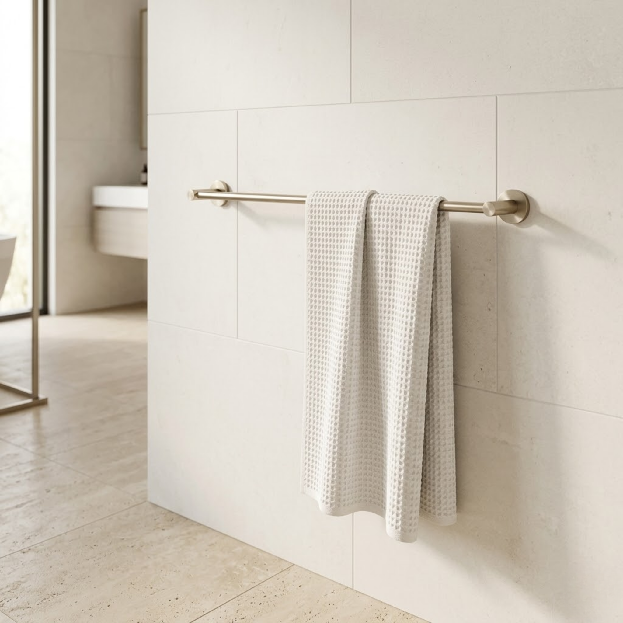Mimi Cove Single Towel Rail 600mm Brushed Nickel