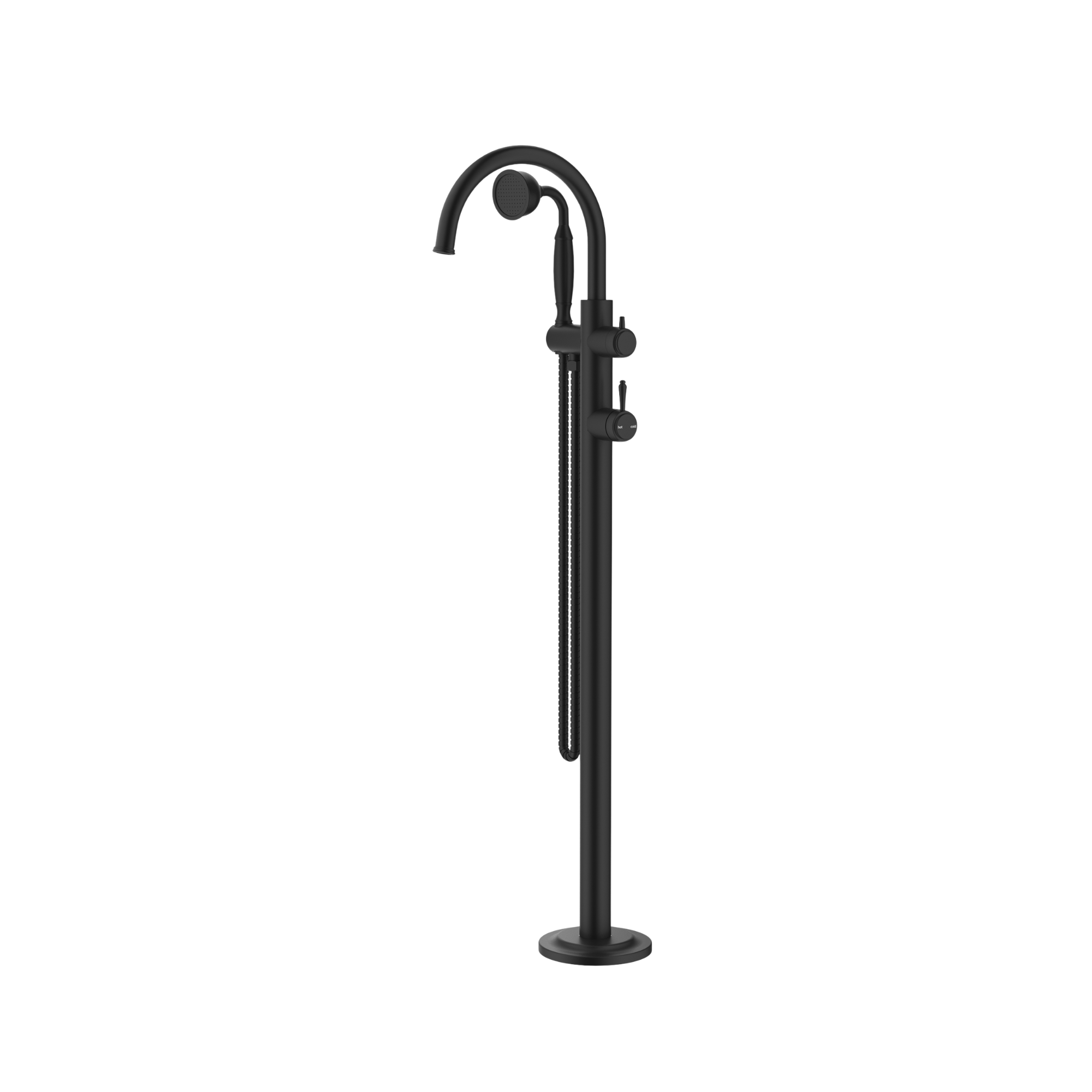 Bella Vista Mica Heritage Freestanding Bath Mixer with Hand Shower Matte Black