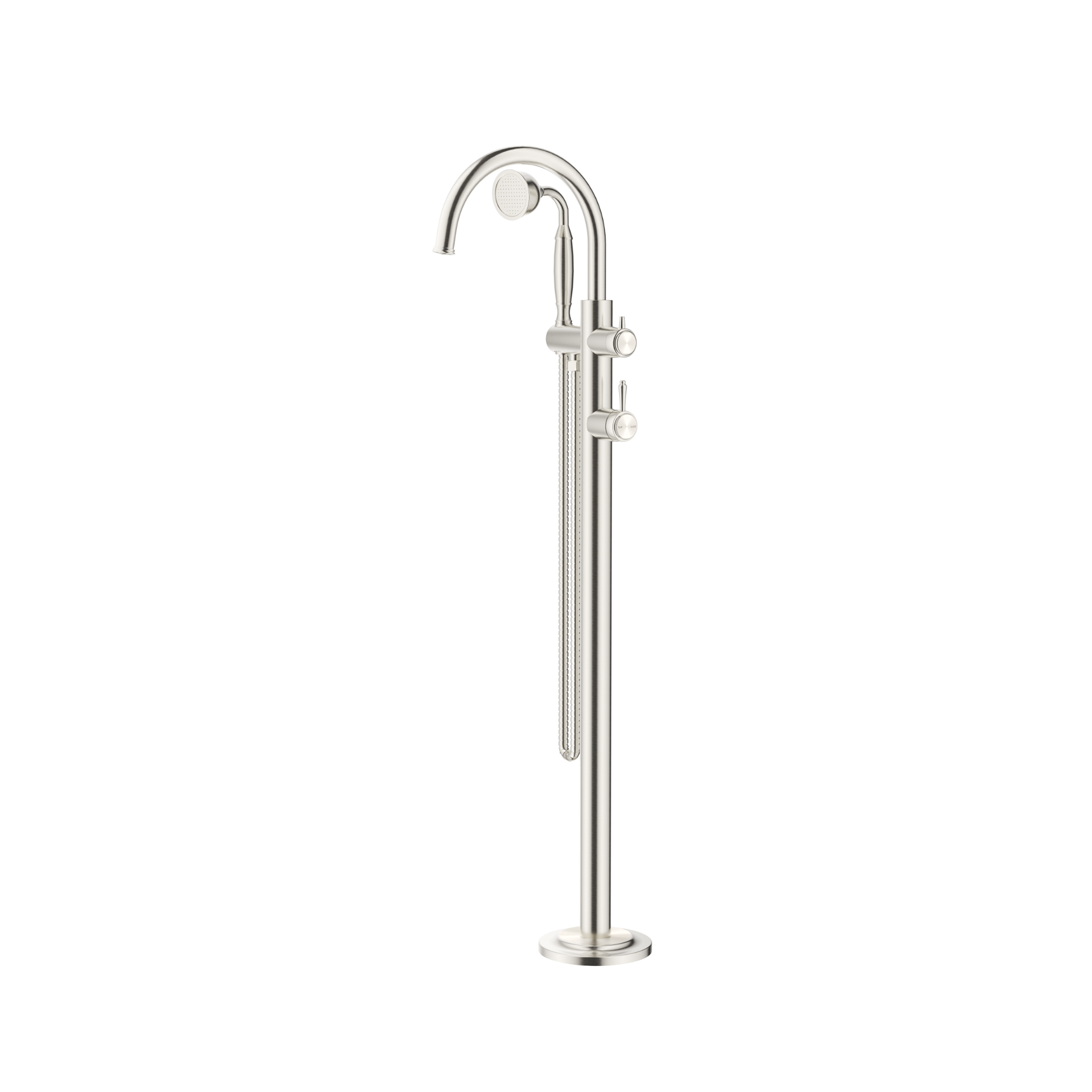 Bella Vista Mica Heritage Freestanding Bath Mixer with Hand Shower Brushed Nickel