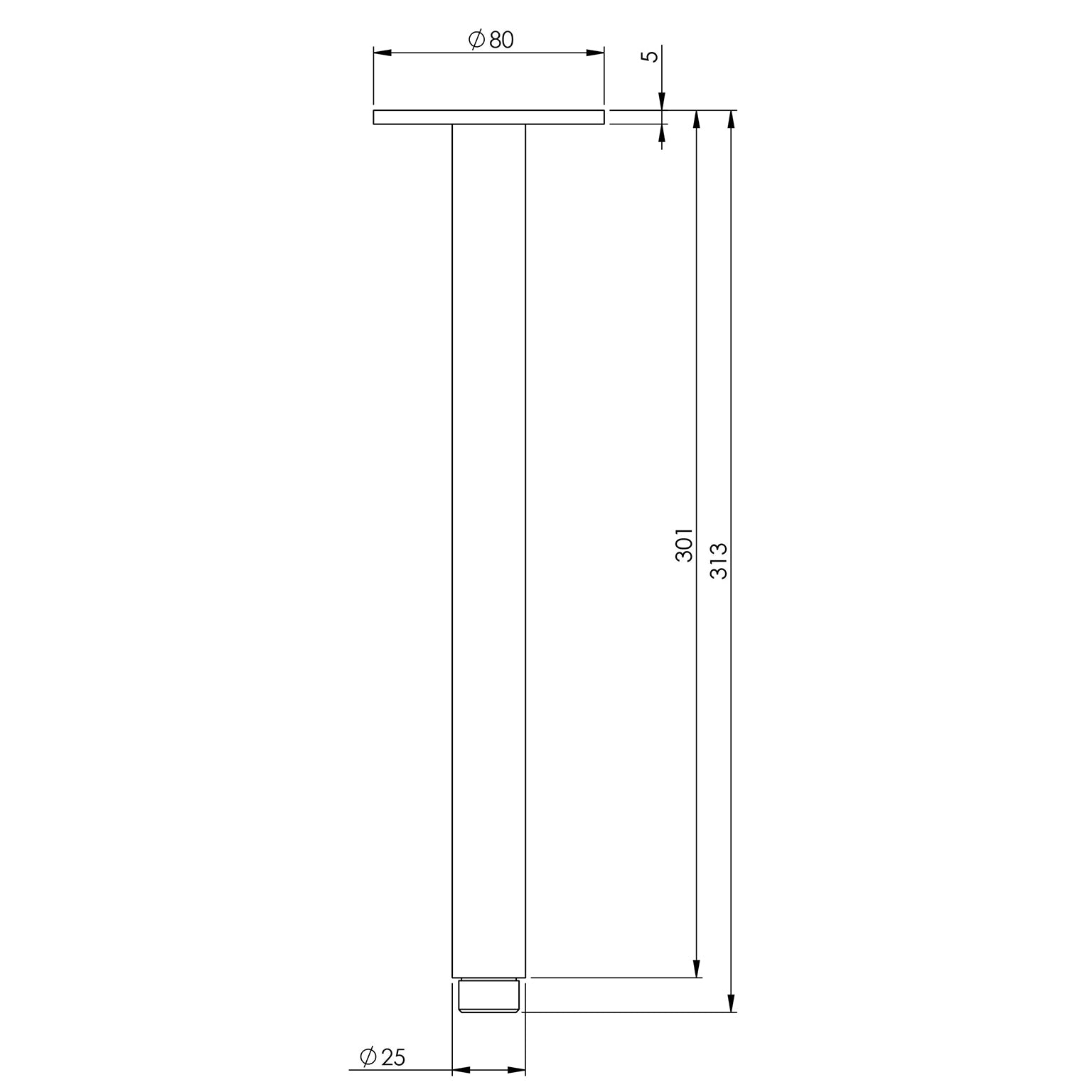 Phoenix Vivid Ceiling Arm 300mm Brushed Bronze