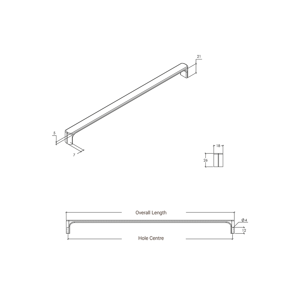 Momo Vena D Handle - Line Drawing