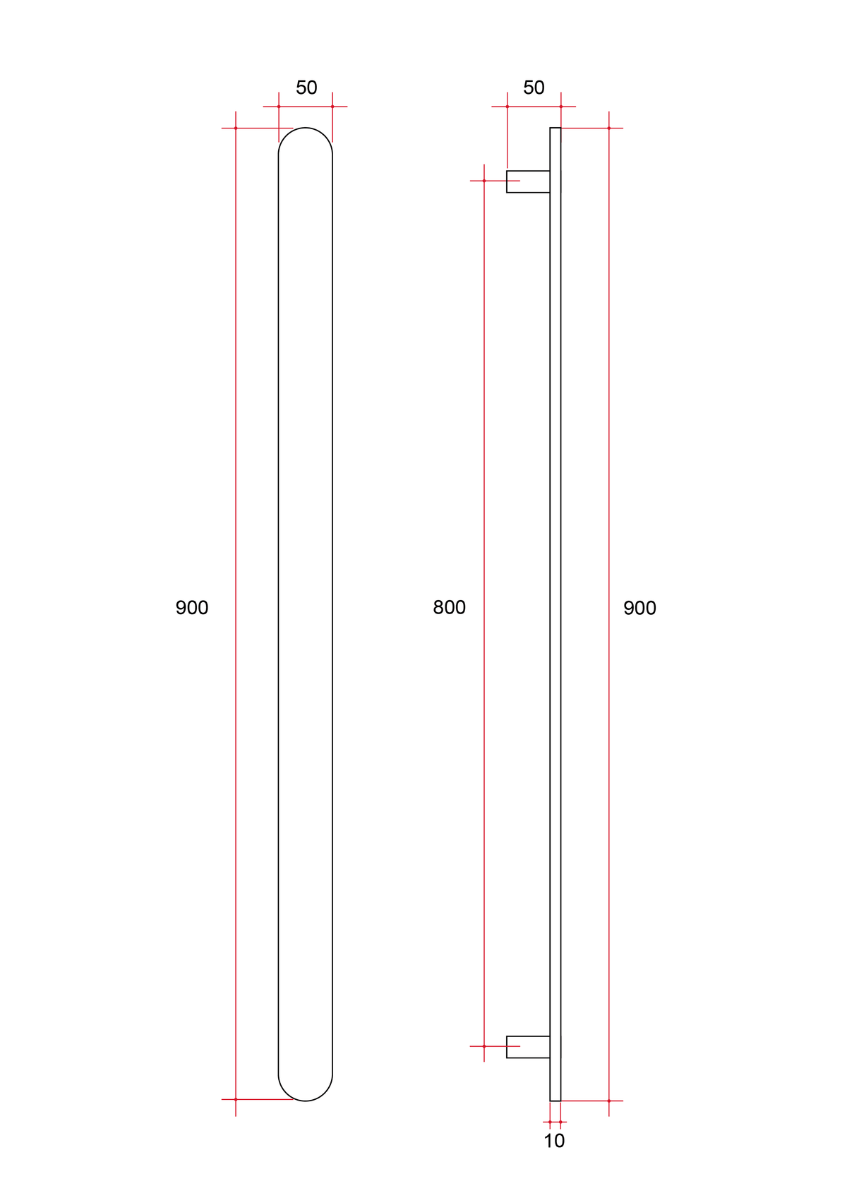 Thermogroup Thermorail Flat Pill 12V Vertical Single Heated Towel Rail Polished Stainless Steel