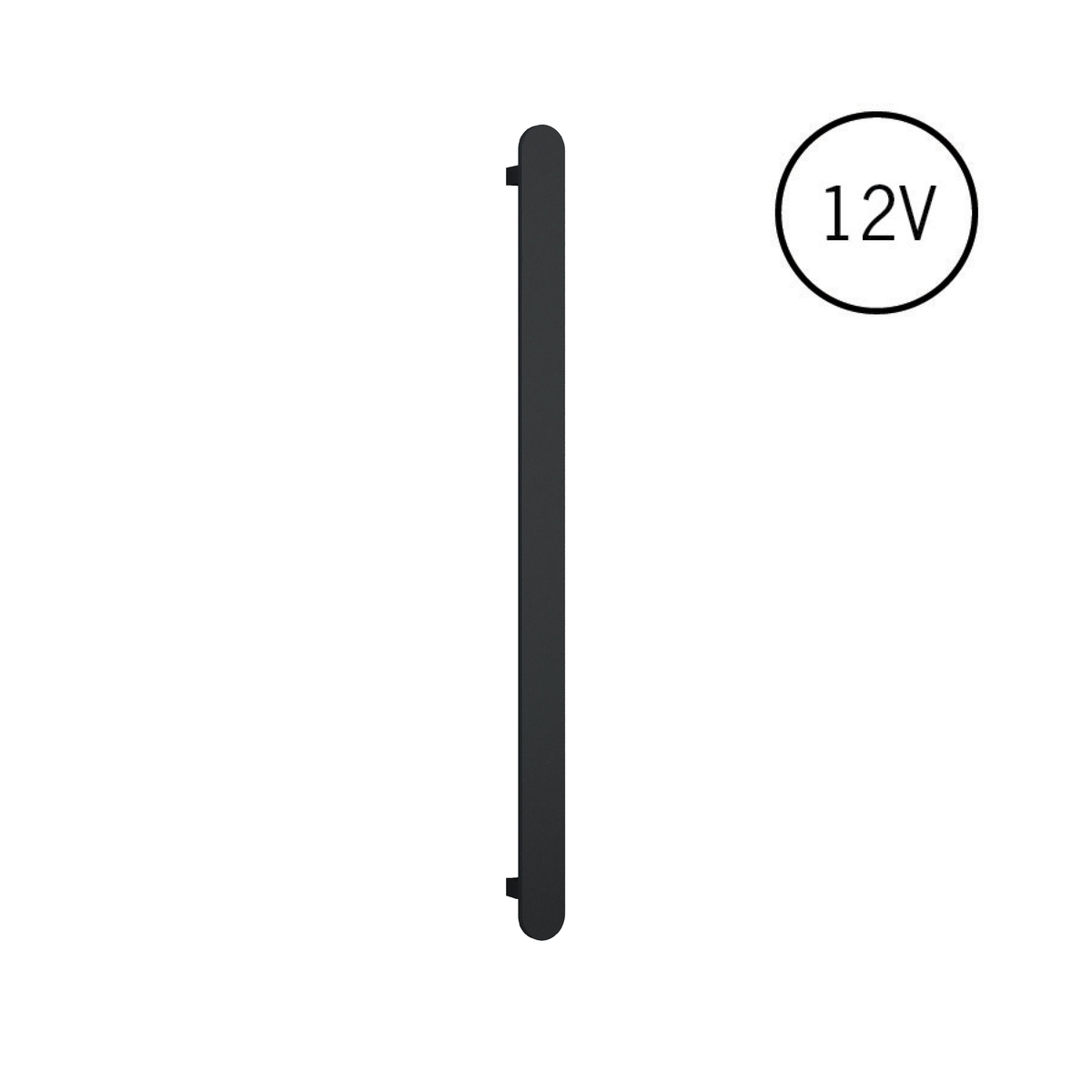 Thermogroup Thermorail Flat Pill 12V Vertical Single Heated Towel Rail Matt Black