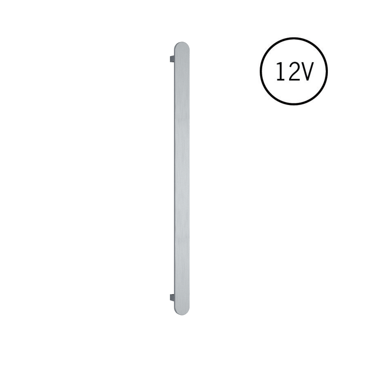 Thermogroup Thermorail Flat Pill 12V Vertical Single Heated Towel Rail Brushed Stainless Steel