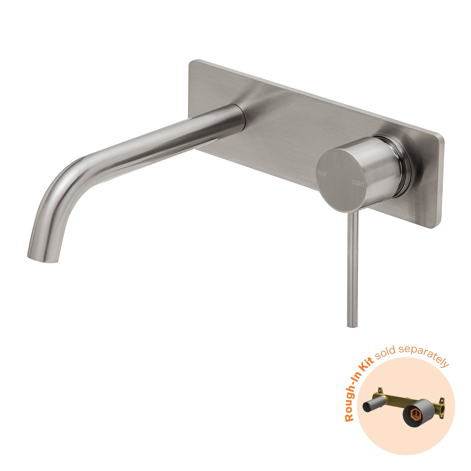 Phoenix Vivid Slimline SwitchMix Wall Basin/Bath Mixer Set 180mm Trim Kit Only Brushed Nickel - Lead Free