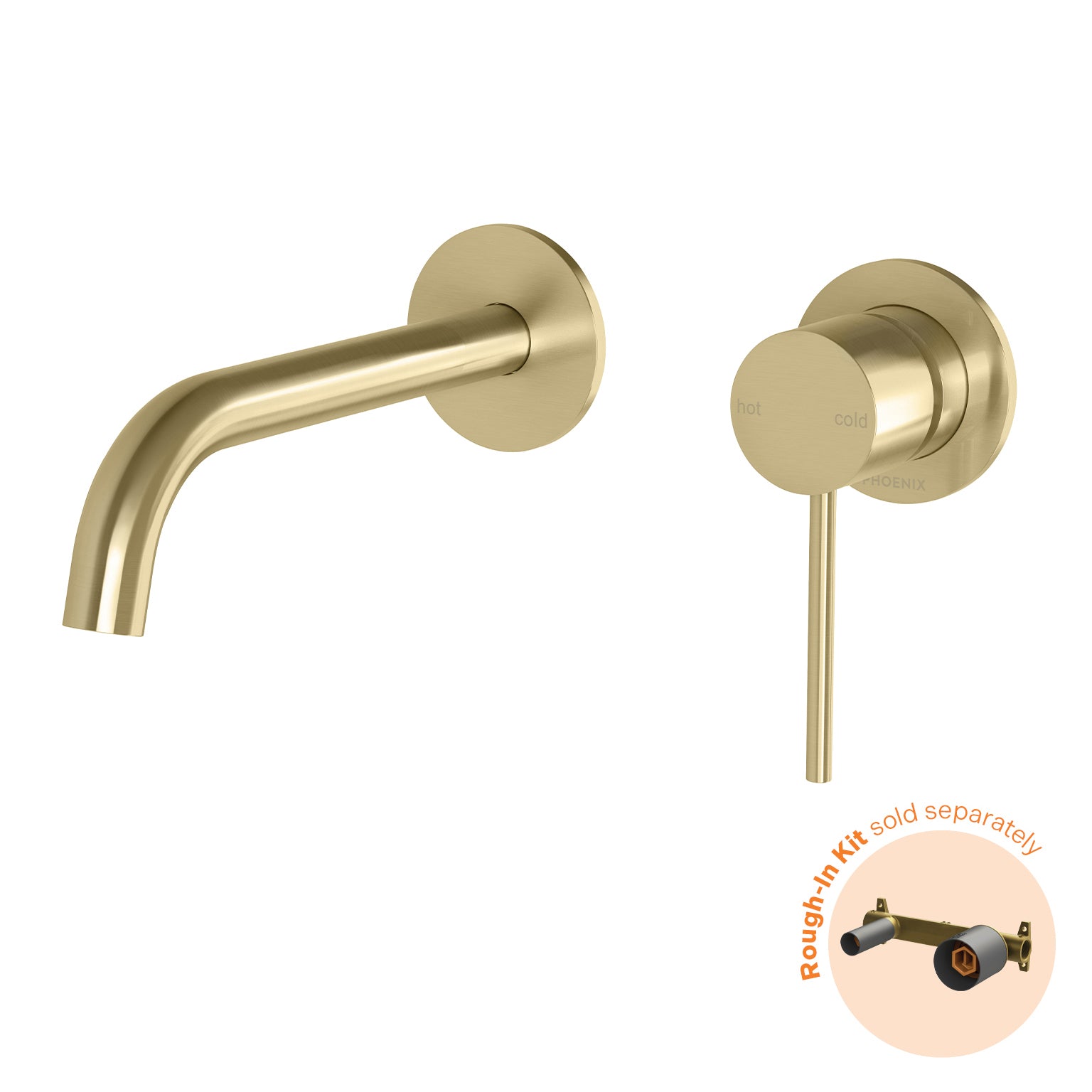 Phoenix Vivid Slimline SwitchMix Wall Basin/Bath Mixer 60mm Trim Kit Only Brushed Gold - Lead Free