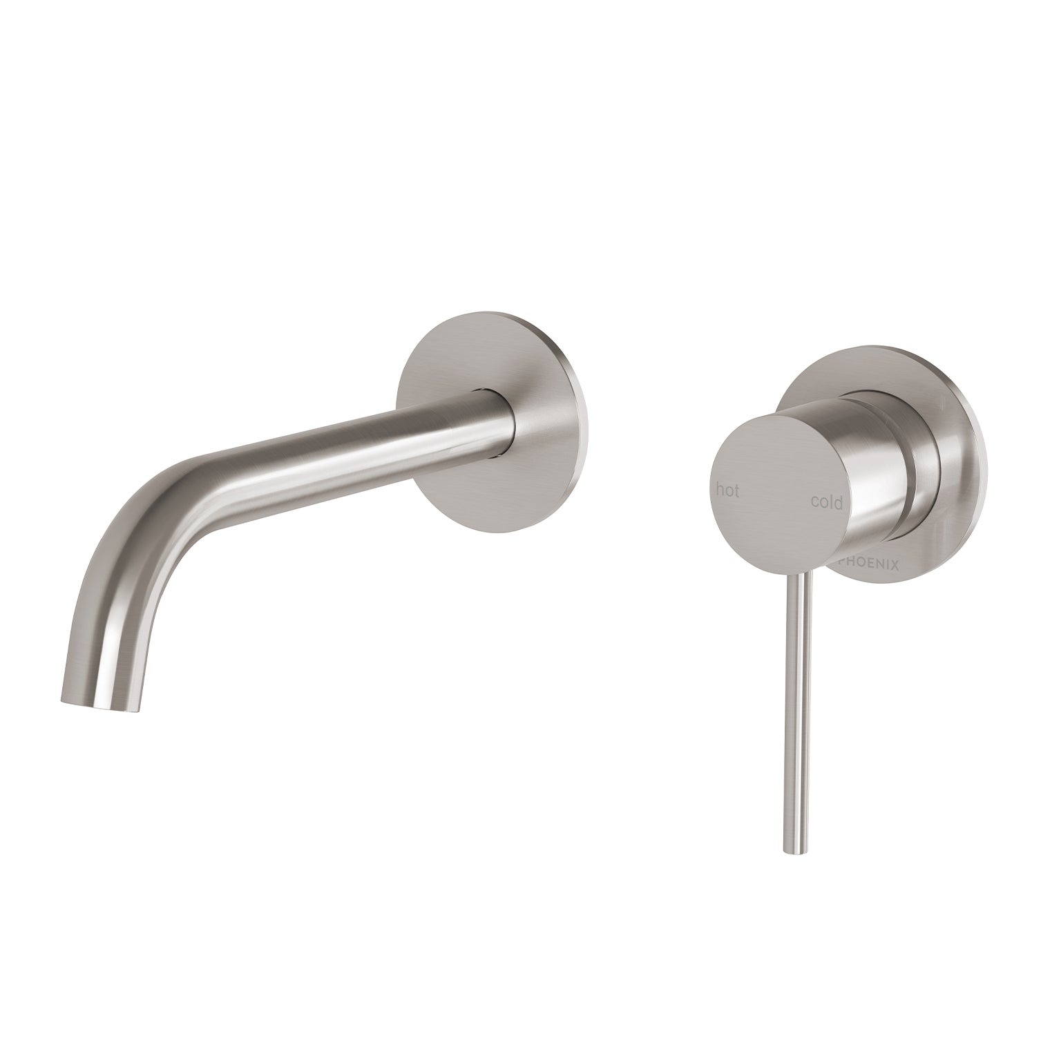 Phoenix Vivid Slimline SwitchMIx Wall Basin/Bath Mixer 60mm Complete Kit Brushed Nickel - Lead Free