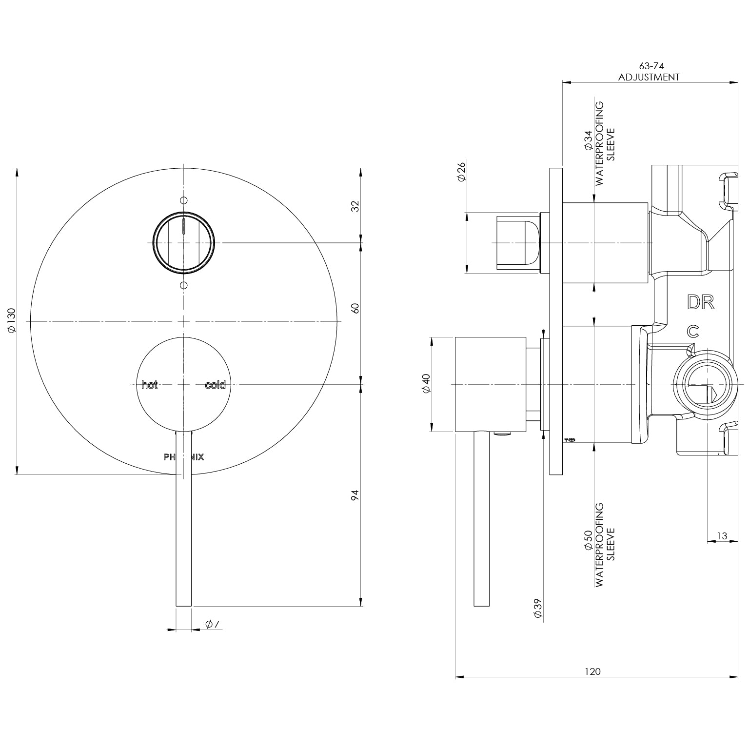 Phoenix Vivid Slimline Switch/Mix Shower/Bath Diverter Mixer Complete Kit Chrome