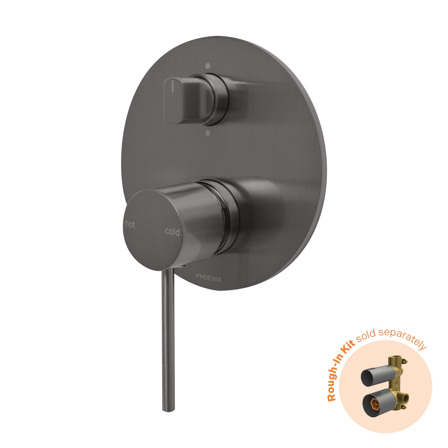 Phoenix Vivid Slimline SwitchMix Shower/Bath Diverter Mixer Trim Kit Only Brushed Carbon - Lead Free