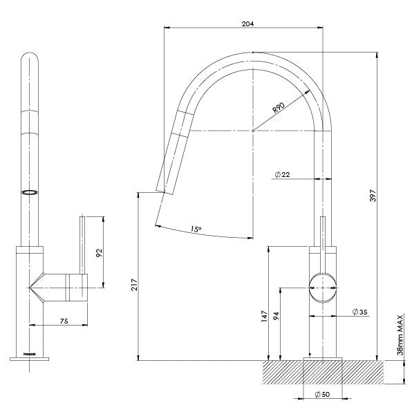 Vivid Slimline Pull Out Sink Mixer